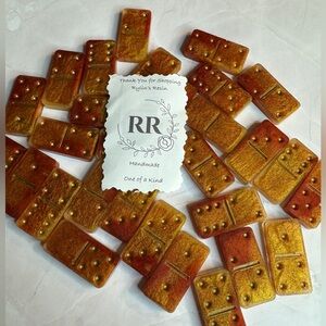 Handmade Red and gold Domino Set by Rylin’s Resin